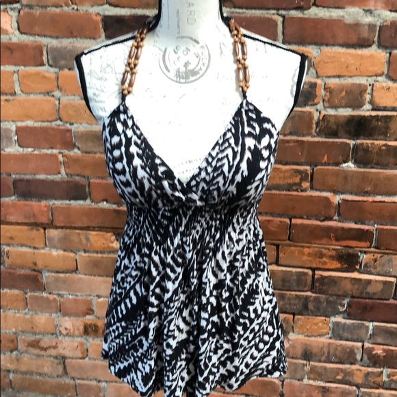 Guess medium halter top Blk/white/brown - Picture 2 of 10